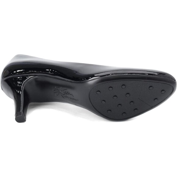 LifeStride Women Black Patent Polyurethane Closed Pointed Toes Kitten Heel Pumps - Picture 8 of 8